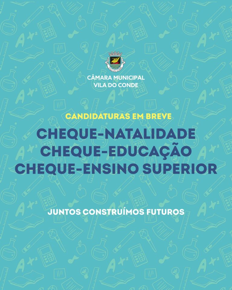 Cartaz a informar sobre campanhas da CM Vila do Conde sobre Natalidade e Educação